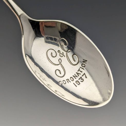 1936年 英国ヴィンテージ エナメル装飾 純銀製ティースプーン6本セット ケース入り