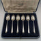 Juego de 6 cucharillas de té de plata de ley vintage británicas de 1935 con marcas múltiples, en estuche