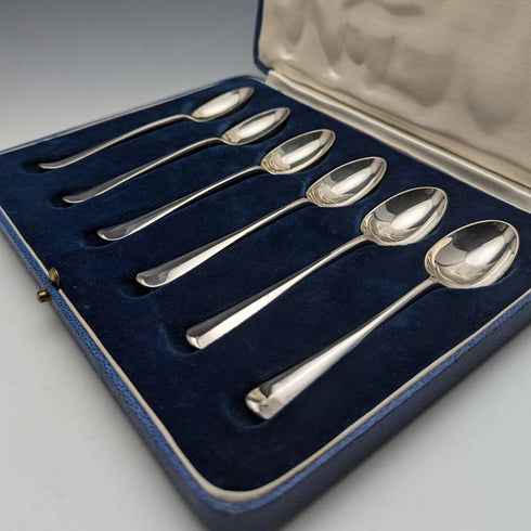 1935 British Vintage Sterling Silver Multi-Hallmark Teaspoon Set of 6 in Case