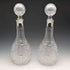 British Vintage Cut Glass Silver Plate Decorated Decanter Pair