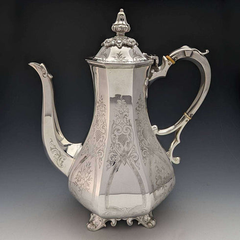 1850s British antique silver plated coffee server Thomas Bradbury