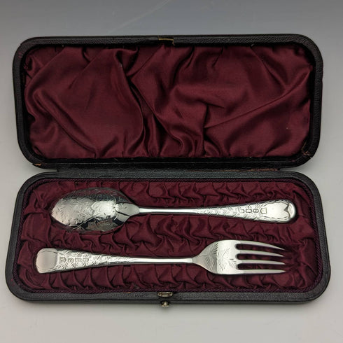 1895年頃 英国アンティーク シルバープレート製 クリスニングカトラリーセット Henry Atkin ケース入