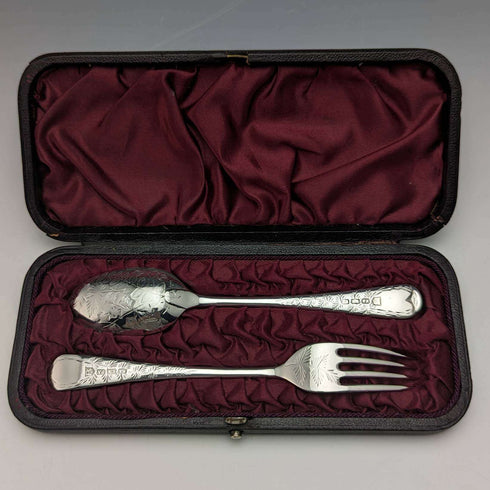1895 年左右英國古董鍍銀 Crisling 餐具套裝含亨利·阿特金盒