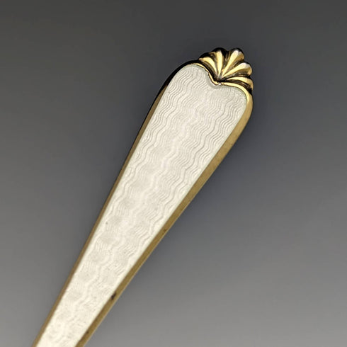 1958 年英國復古純銀鍍金琺瑯花朵裝飾套裝 6 茶匙裝在盒子裡