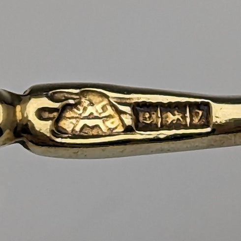 1958 年英國復古純銀鍍金琺瑯花朵裝飾套裝 6 茶匙裝在盒子裡