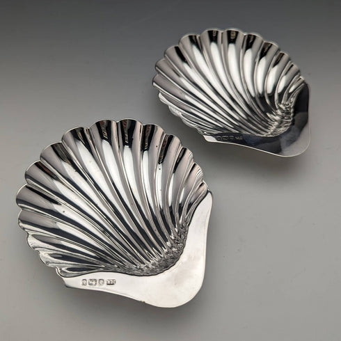 1891年 英国アンティーク 純銀製 シェル型ディッシュペア 124g Atkin Brothers