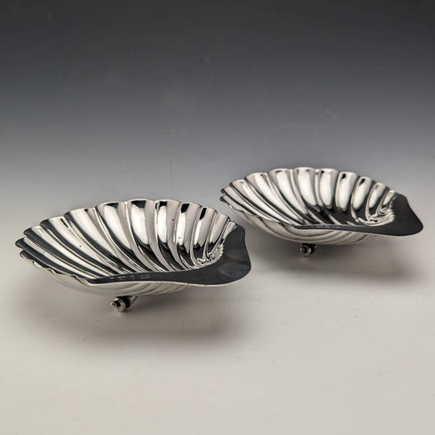 1891年 英国アンティーク 純銀製 シェル型ディッシュペア 124g Atkin Brothers