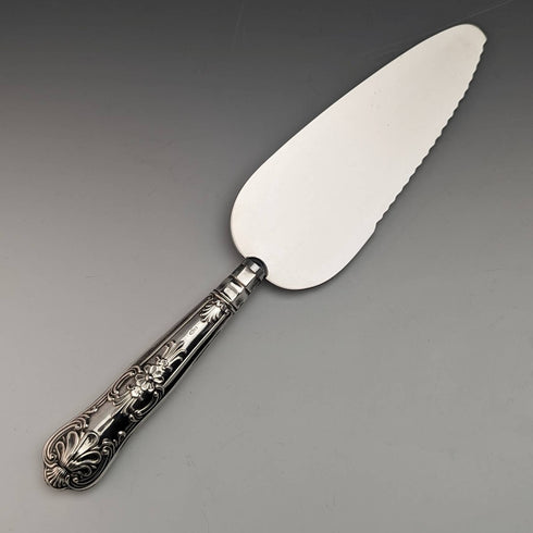 1970 British Antique Sterling Silver Handle Cake Server Harrison Brothers