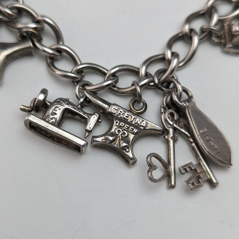 英国ヴィンテージ 純銀製 チャームブレスレット 45g