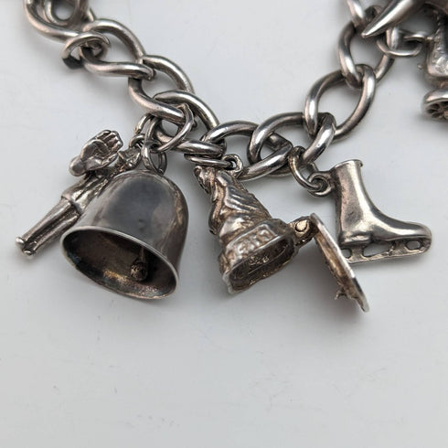 英国ヴィンテージ 純銀製 チャームブレスレット 45g