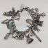 British vintage silver charm bracelet 75g