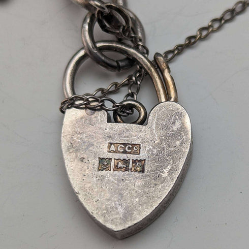 British vintage silver charm bracelet 75g