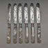 1880 British antique white butterfly shell handle dessert cutlery 6 pair set William Batt and Sons wooden box