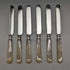 1880 British antique white butterfly shell handle dessert cutlery 6 pair set William Batt and Sons wooden box