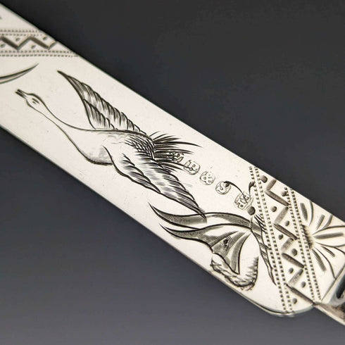 1880 British antique white butterfly shell handle dessert cutlery 6 pair set William Batt and Sons wooden box