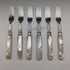 1880 British antique white butterfly shell handle dessert cutlery 6 pair set William Batt and Sons wooden box