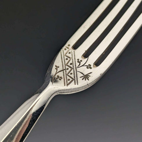 1880 British antique white butterfly shell handle dessert cutlery 6 pair set William Batt and Sons wooden box