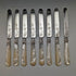 Around 1870 British Antique White Pearl Shell Handle Dessert Cutlery 8 Pair Set in Wooden Box