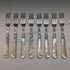 Around 1870 British Antique White Pearl Shell Handle Dessert Cutlery 8 Pair Set in Wooden Box