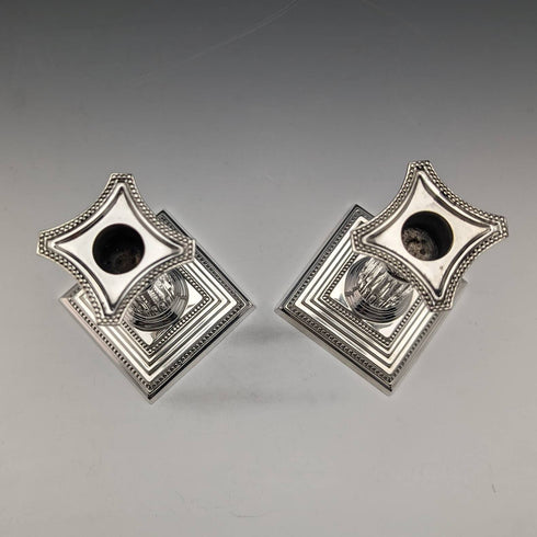 British Antique Silver Plate Candle Stand Candelabra Pair Goldsmiths and Silversmiths