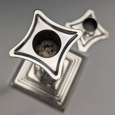 British Antique Silver Plate Candle Stand Candelabra Pair Goldsmiths and Silversmiths