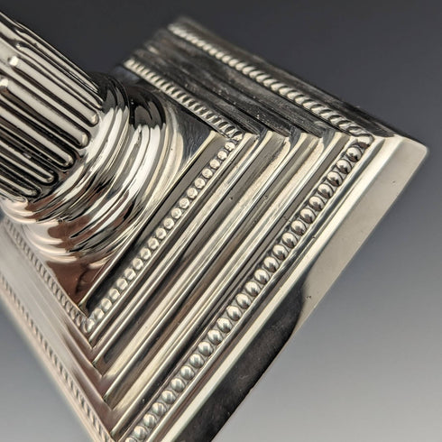 British Antique Silver Plate Candle Stand Candelabra Pair Goldsmiths and Silversmiths