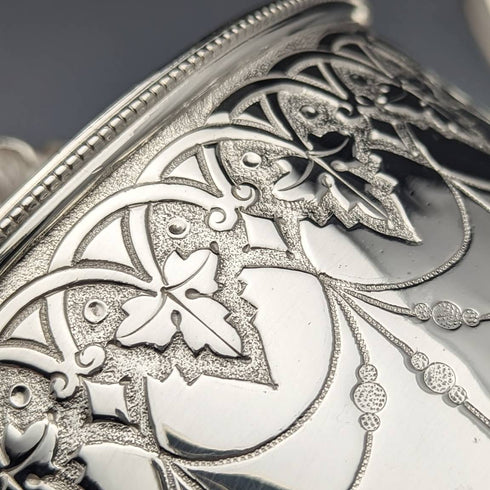 英国アンティーク ビクトリアン シルバープレート製 ドラム型ティーポット3点セット WILLIAM HOWE