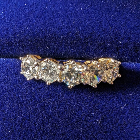 英國復古珠寶方晶鋯石 x5 9 克拉金戒指(10 號)戒指