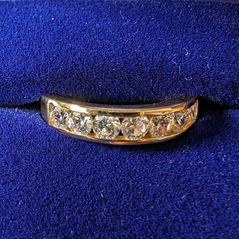 British vintage jewelry cubic zirconia x7 sterling silver gilt ring (size 11)