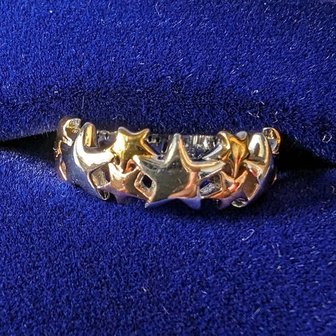 British vintage jewelry multicolor star sterling silver ring