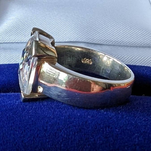 英國復古珠寶大號氧化鋯純銀戒指