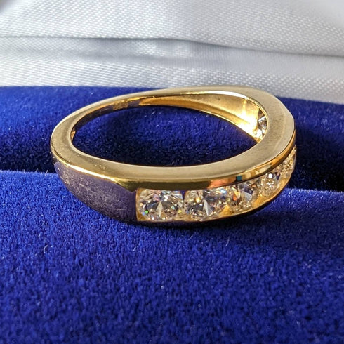 British vintage jewelry cubic zirconia x7 sterling silver gilt ring (size 11)