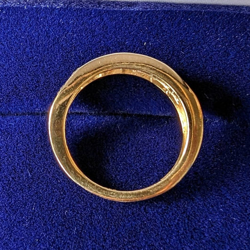 British vintage jewelry cubic zirconia x7 sterling silver gilt ring (size 11)