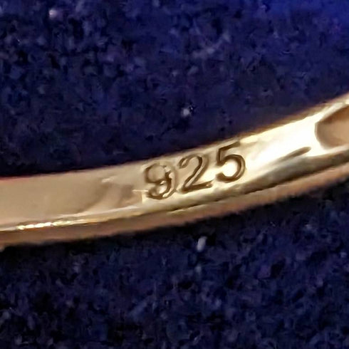 British vintage jewelry cubic zirconia x7 sterling silver gilt ring (size 11)