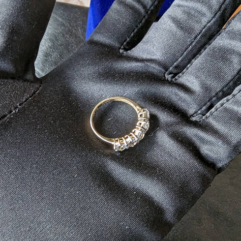 英國復古珠寶方晶鋯石 x5 9 克拉金戒指(10 號)戒指