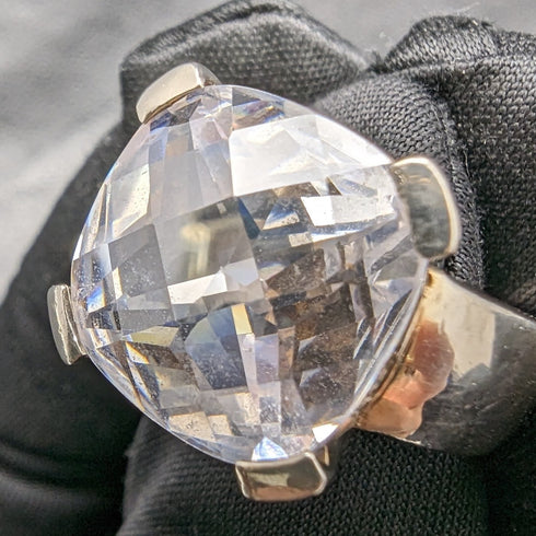 英國復古珠寶大號氧化鋯純銀戒指