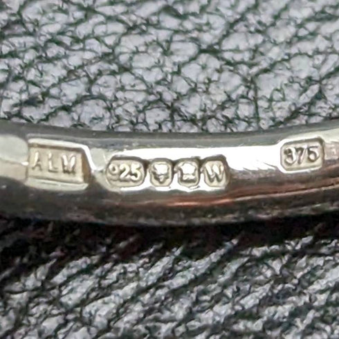 British vintage jewelry 9ct gold star pure silver ring