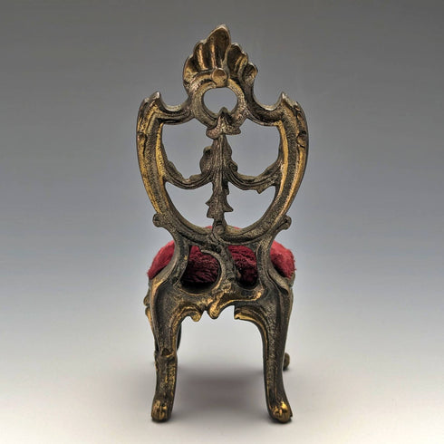 1940年代 真鍮製 椅子型 懐中時計ホルダー ダークレッドシート