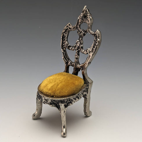 1940s Brass Chair Pocket Watch Holder Yellow Seat