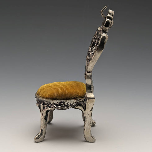 1940s Brass Chair Pocket Watch Holder Yellow Seat