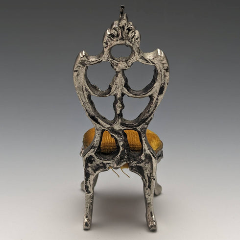 1940s Brass Chair Pocket Watch Holder Yellow Seat