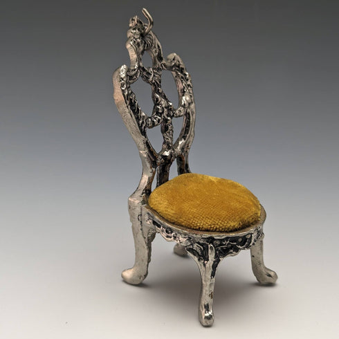 1940s Brass Chair Pocket Watch Holder Yellow Seat