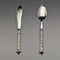 1938 British Vintage Pure Silver Handle Knife & Spoon Set Raeno Silver Plate Co