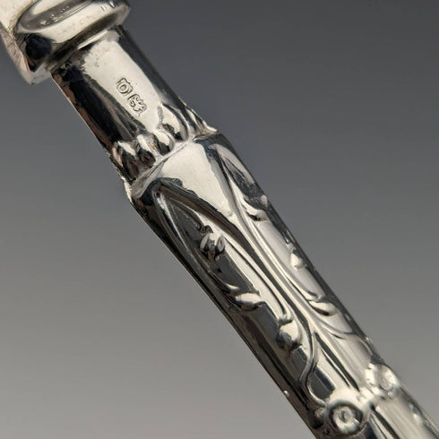 1938 British Vintage Pure Silver Handle Knife & Spoon Set Raeno Silver Plate Co