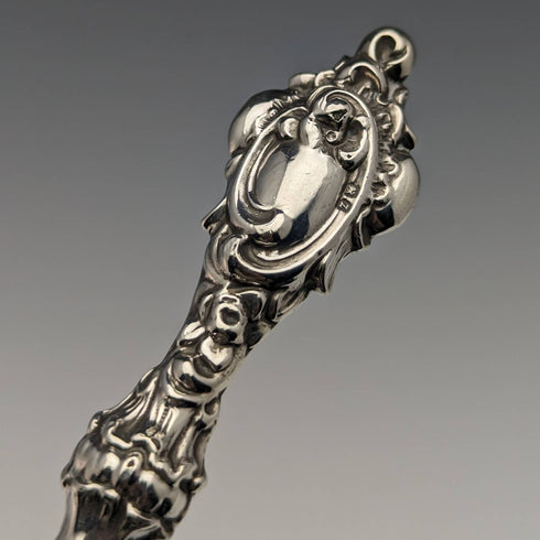 1899 British Antique Pure Silver Handle Shoehorn Shoehorn ES Barnsley