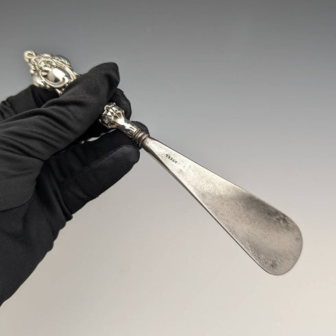 1899 British Antique Pure Silver Handle Shoehorn Shoehorn ES Barnsley