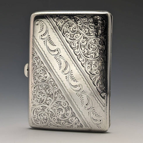 1899年 英国アンティーク 純銀製 両開き型カードケース 94g