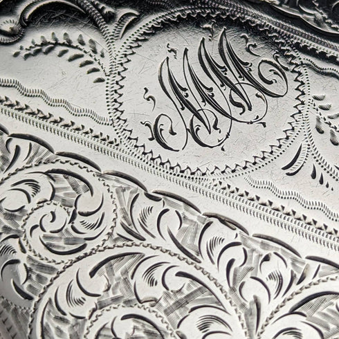 1899年 英国アンティーク 純銀製 両開き型カードケース 94g