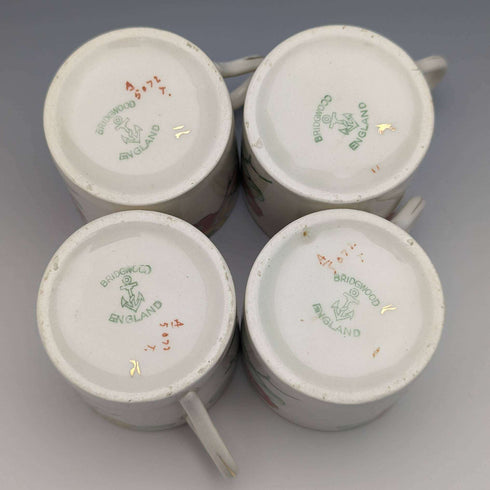 Set of 4 demitasse cups and saucers, circa 1930s, from Bridgewood, England.