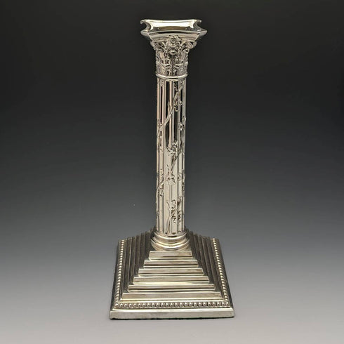 1889 British Antique Silver Plate Large Candlestick Candle Stand